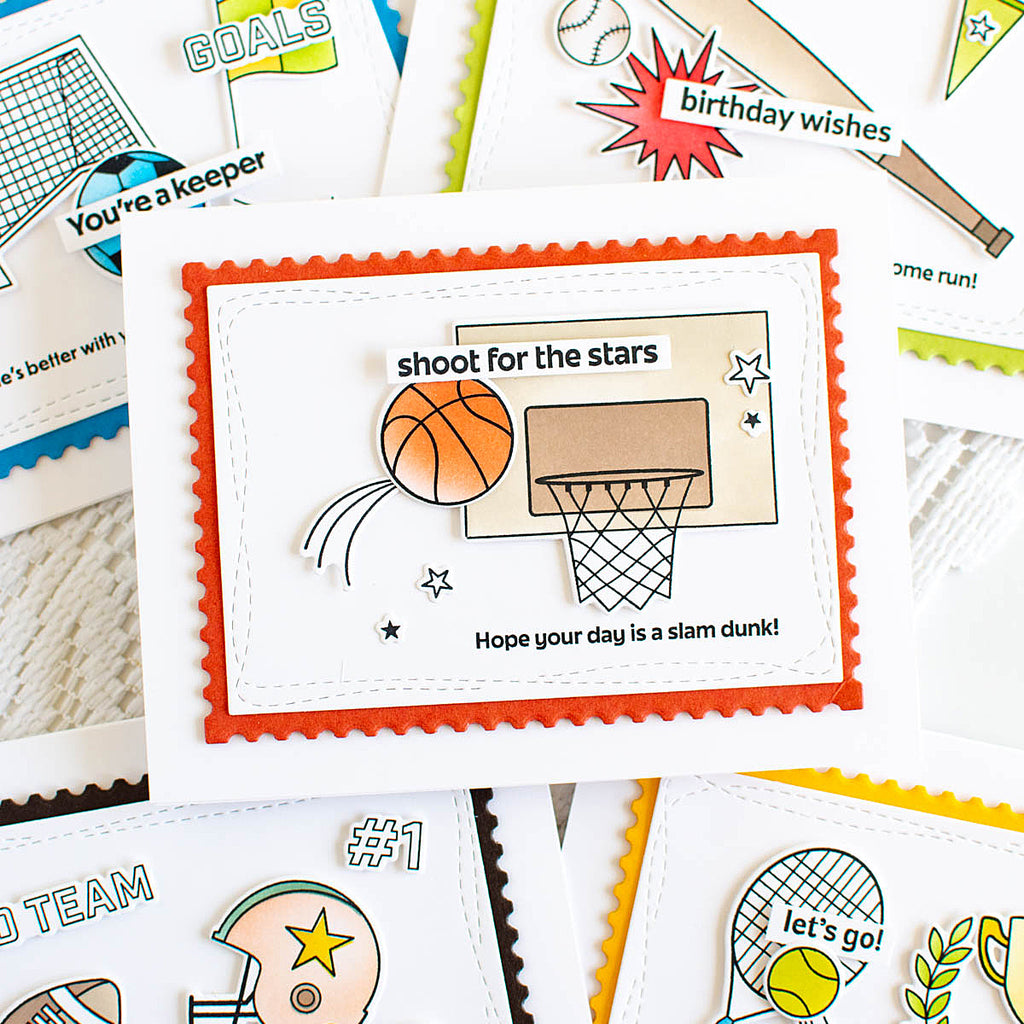 Rainbow Splash Stamps Dies and Stencil Basketball rs37set Birthday Card | color-code:ALT01