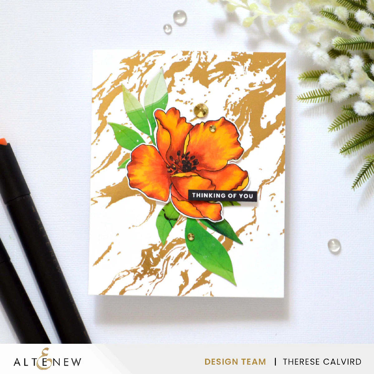 Altenew Essential Textures Gilded Marble Press Plate alt10048 thinking of you