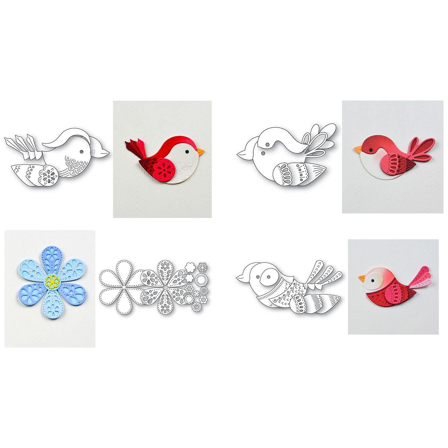 Poppy Stamps Nordic Birds and Petals Die Bundle