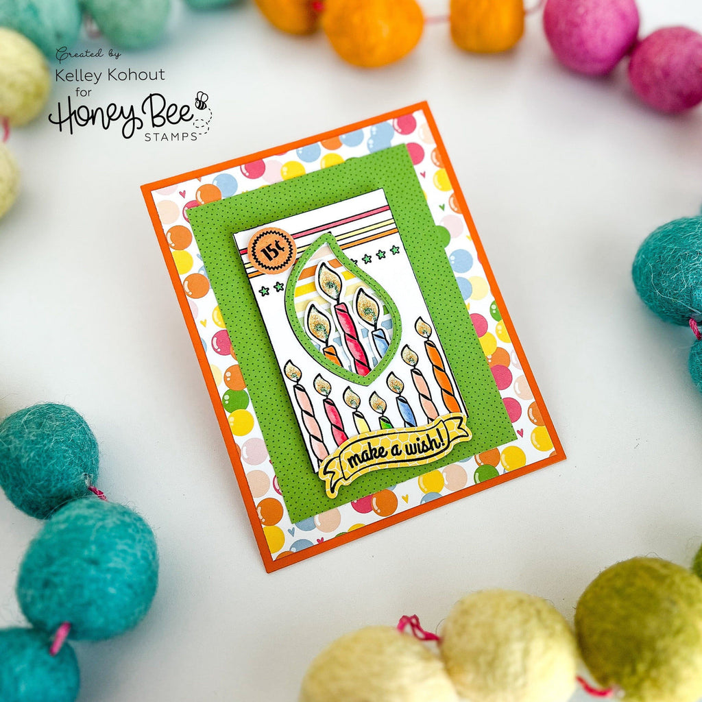 Honey Bee Birthday Candle VGCB Add-On Dies hbds-537 Make A Wish Card