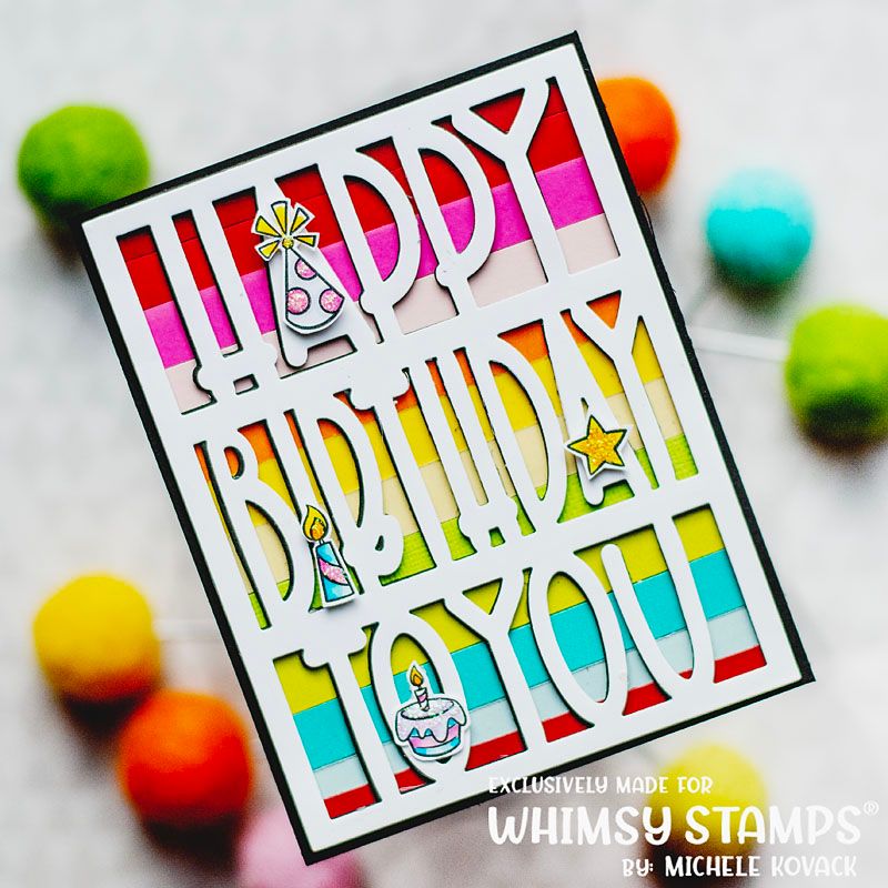 Whimsy Stamps Happy Birthday Plate Cover Die WSD508a Party Hat