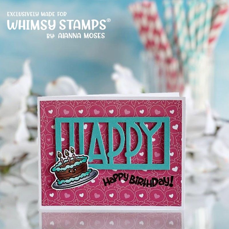 Whimsy Stamps Happy Birthday Plate Cover Die WSD508a Cake