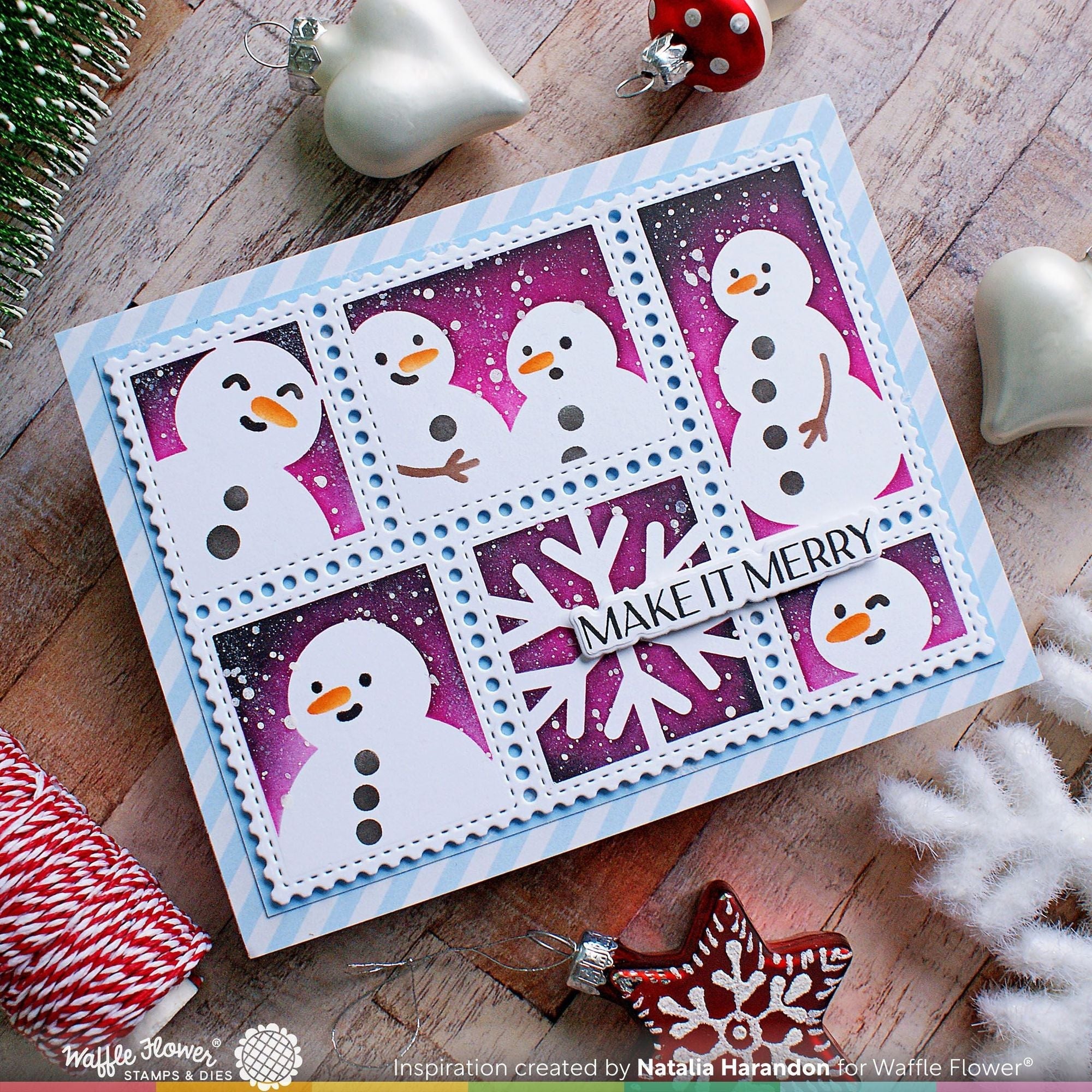 Waffle Flower Elegant Christmas 2 Matching Dies 421732 snowmen