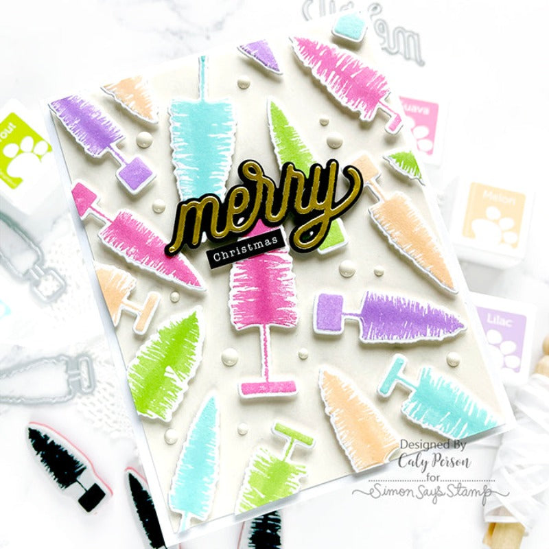 PREORDER Tim Holtz Cling Rubber Stamps BOTTLE BRUSH TREES CMS455 merry christmas | color-code:ALT06