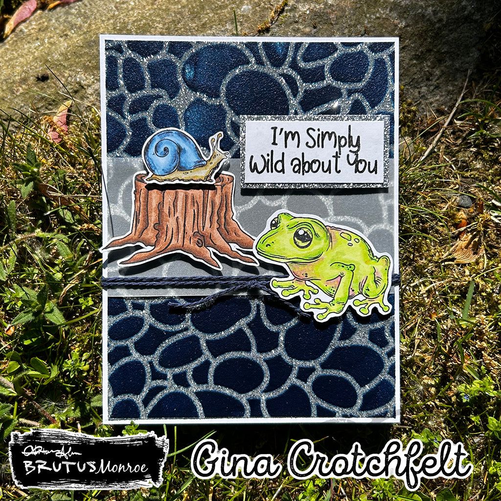 Brutus Monroe River Rocks 6x6 Stencil bru4089 wild about you frog card