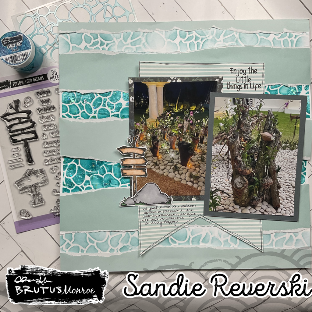 Brutus Monroe River Rocks 6x6 Stencil bru4089 scrapbook page