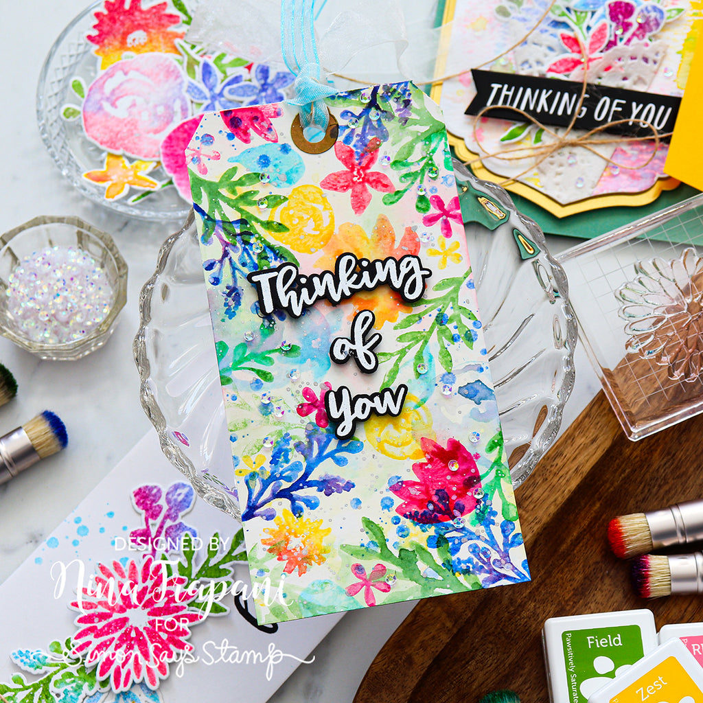 Simon Says Stamp Basic Brushstroke Greetings Wafer Dies 1594sdc Thinking of You Tag | color-code:ALT02