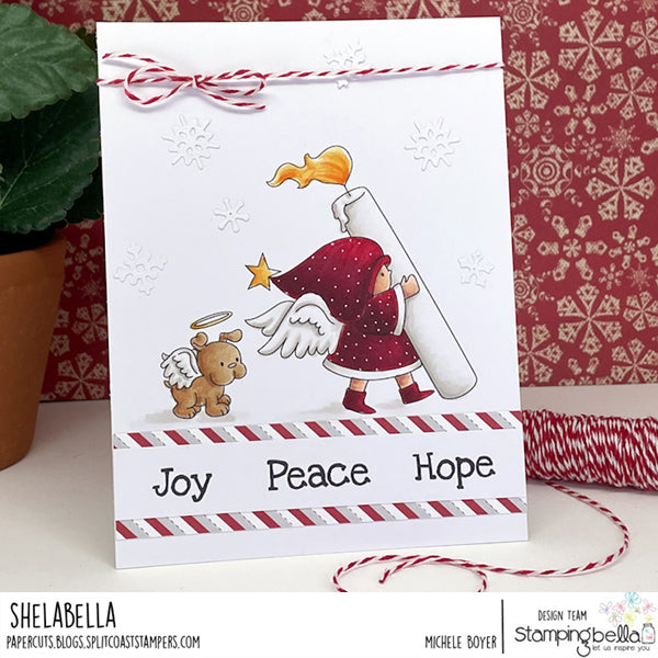 Stamping Bella Bundle Girl & Puppy Candle Bearers Cling Stamps eb1267 joy peace hope