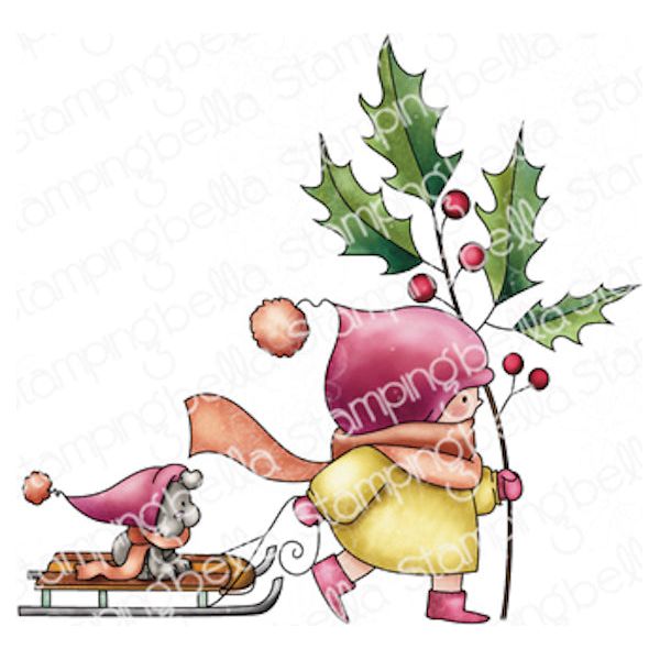 Stamping Bella Bundle Girl & Puppy on a Winter Walk Cling Stamp eb1268
