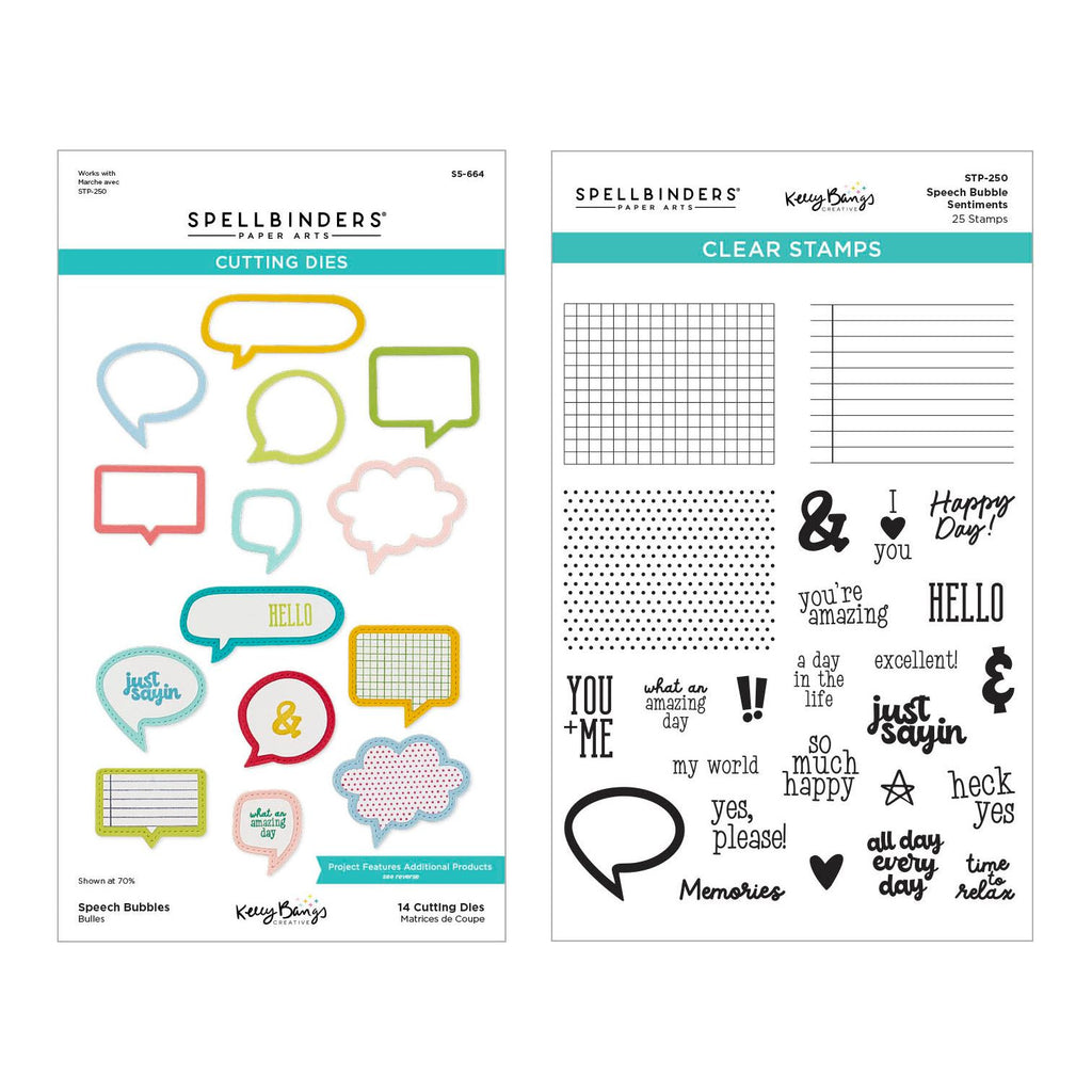 Spellbinders Speech Bubbles Sentiments Stamp and Die Bundle