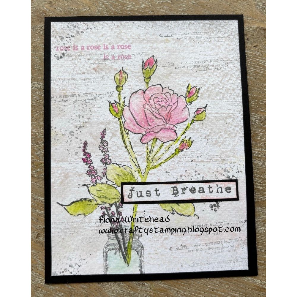 PaperArtsy Alison Bomber Rose Edition Cling Stamps ab059 pink rose leaves just breathe card fiona whitehead | color-code:ALT01