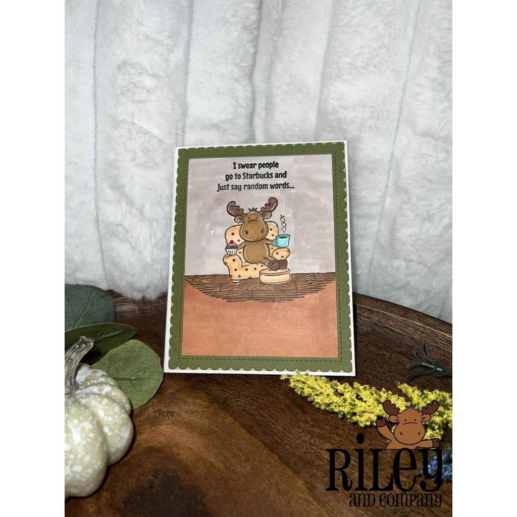 Riley And Company Funny Bones Random Starbucks Words Cling Rubber Stamp rwd-1192 lounging moose