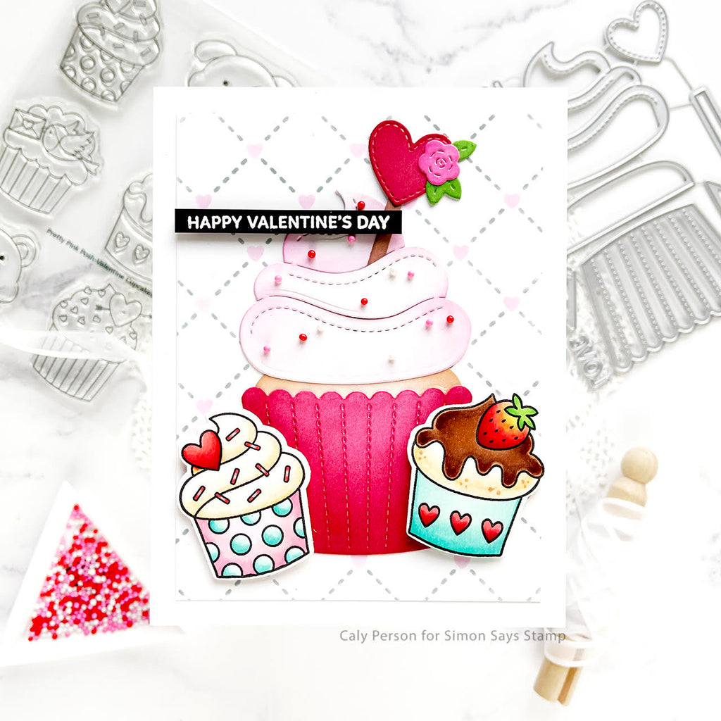 Pretty Pink Posh Valentine Cupcakes Clear Stamps sprinkles