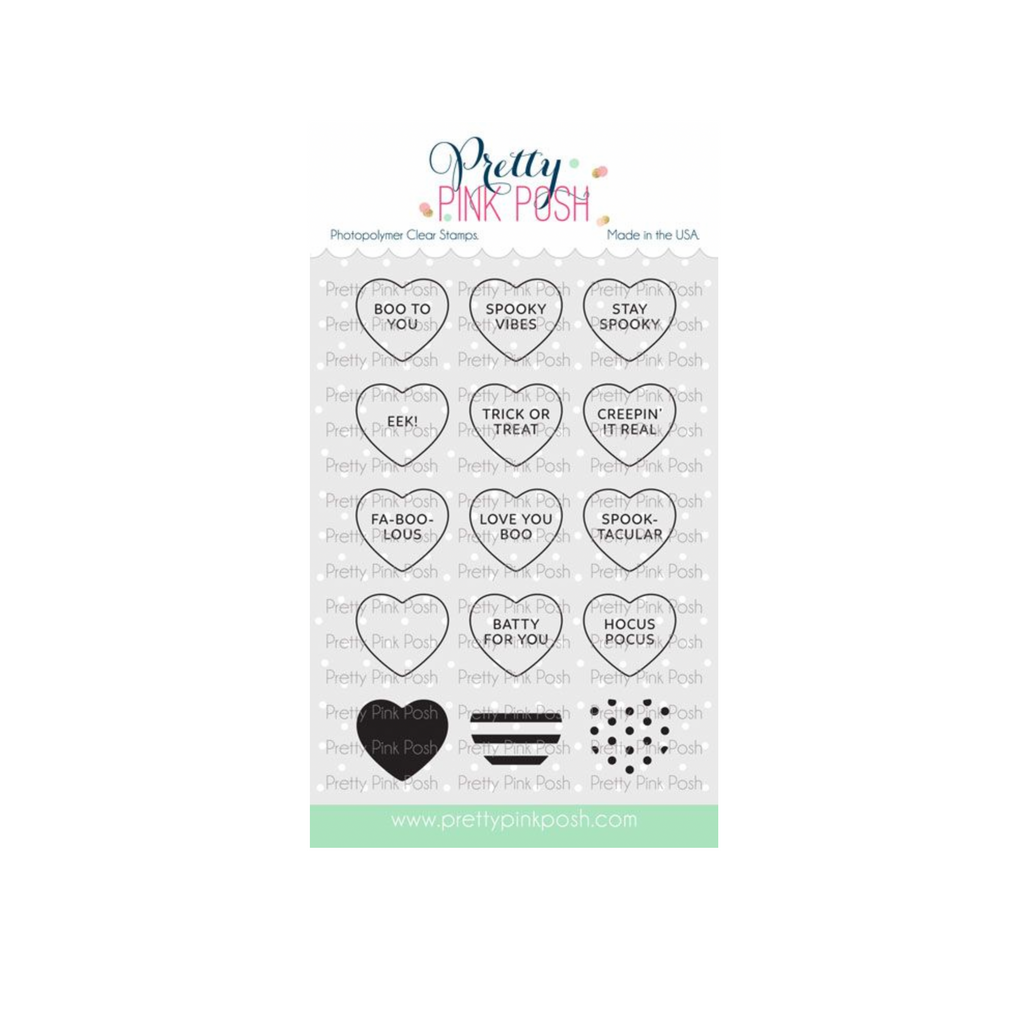 Pretty Pink Posh Halloween Candy Hearts Clear Stamps