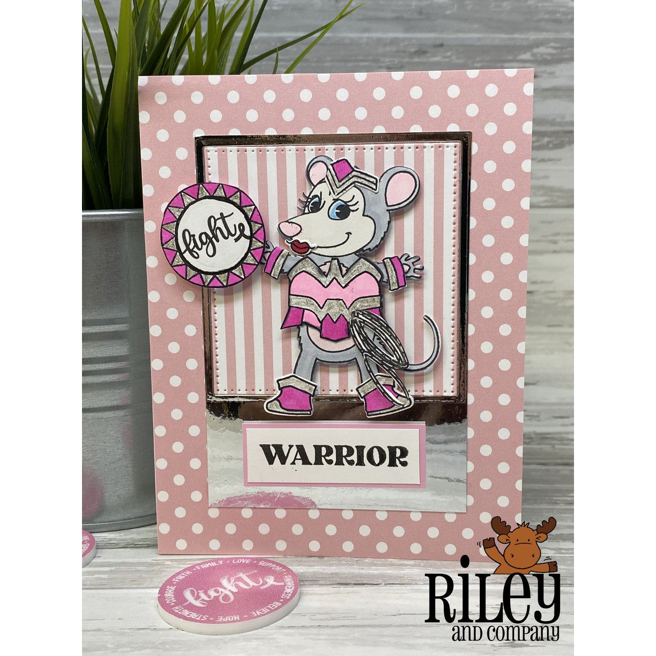 Riley and Company Crafters Against Cancer Clear Stamp and Die Set cac2023 warrior