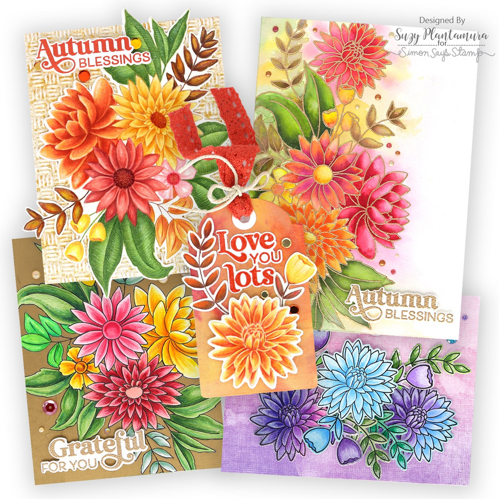 Simon Says Clear Stamps Grateful Florals 2090ssc Stamptember Autumn Cards and Tag | color-code:ALT03