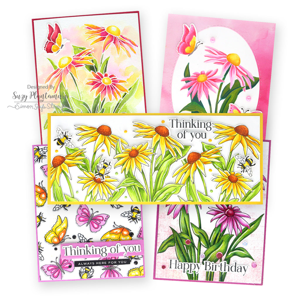 Tonic CHERRY BOMB Nuvo Shimmer Powder 1209n One Stamp Five Ways Black Eyed Susans Cards | color-code:ALTM03