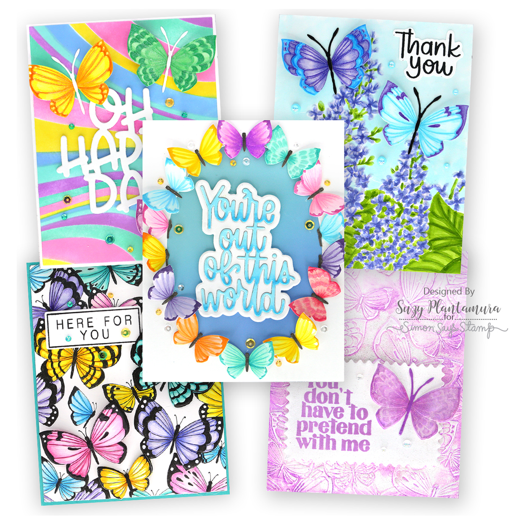 Simon Says Stamp Embossing Folder And Dies Fantasy Butterflies sfd330 Out Of This World Butterfly Cards | color-code:ALT05