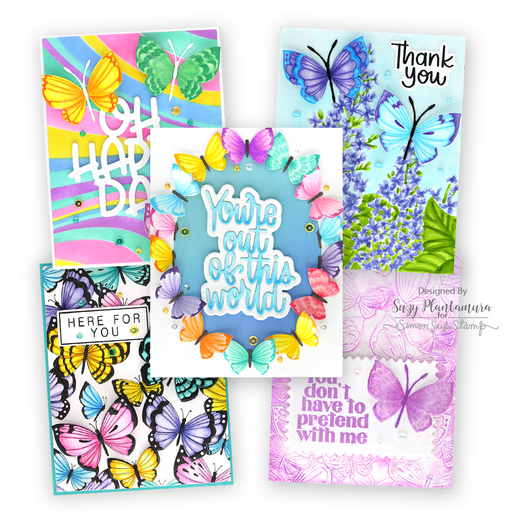 Simon Says Stamp Embossing Folder And Dies Fantasy Butterflies sfd330 Out Of This World Butterfly Cards | color-code:ALT05