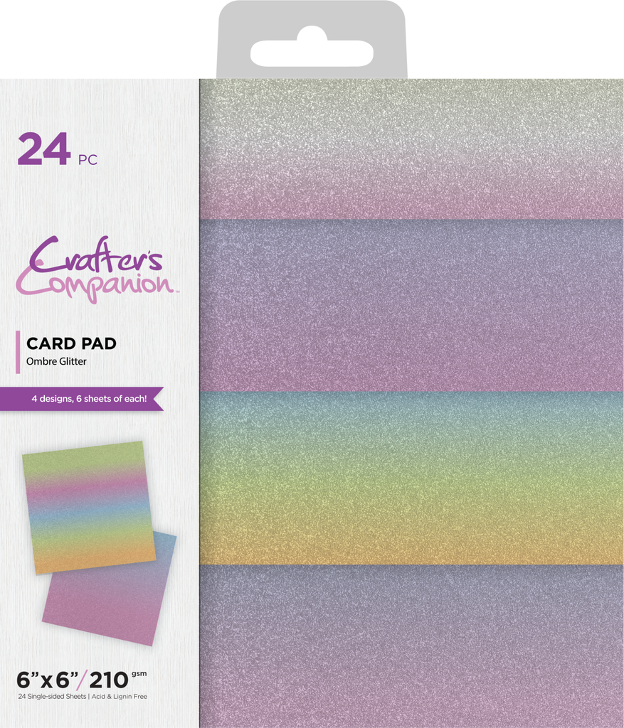 Crafter's Companion Ombre Glitter 6 x 6 Paper Pad cc-pad6-ombglit