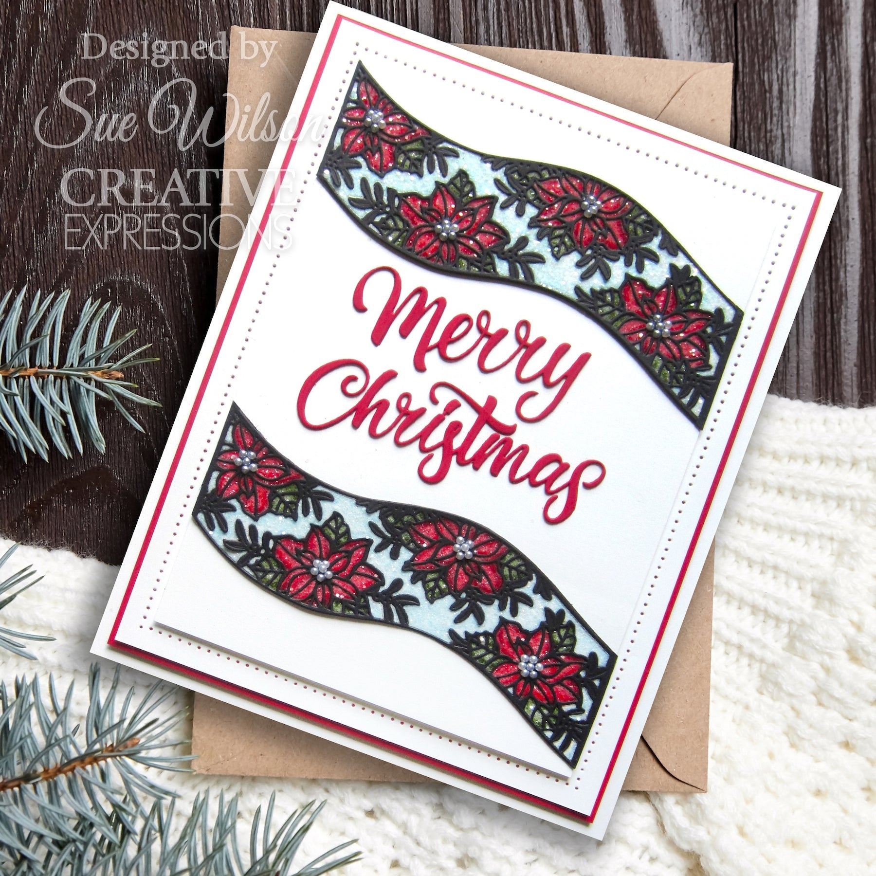 Creative Expressions Poinsettia Ribbon Wave Dies ced3282 merry christmas