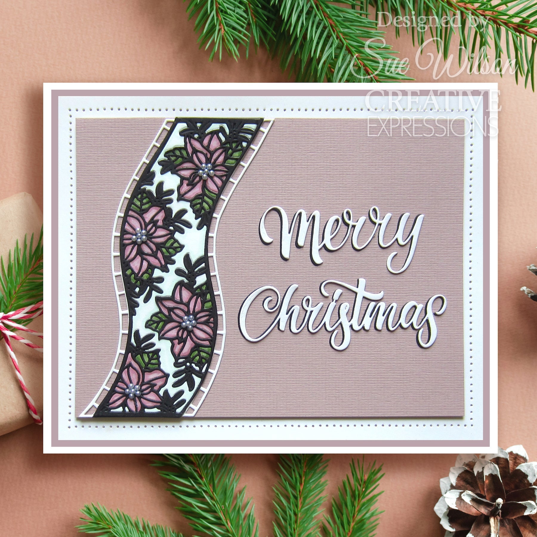 Creative Expressions Poinsettia Ribbon Wave Dies ced3282 merry