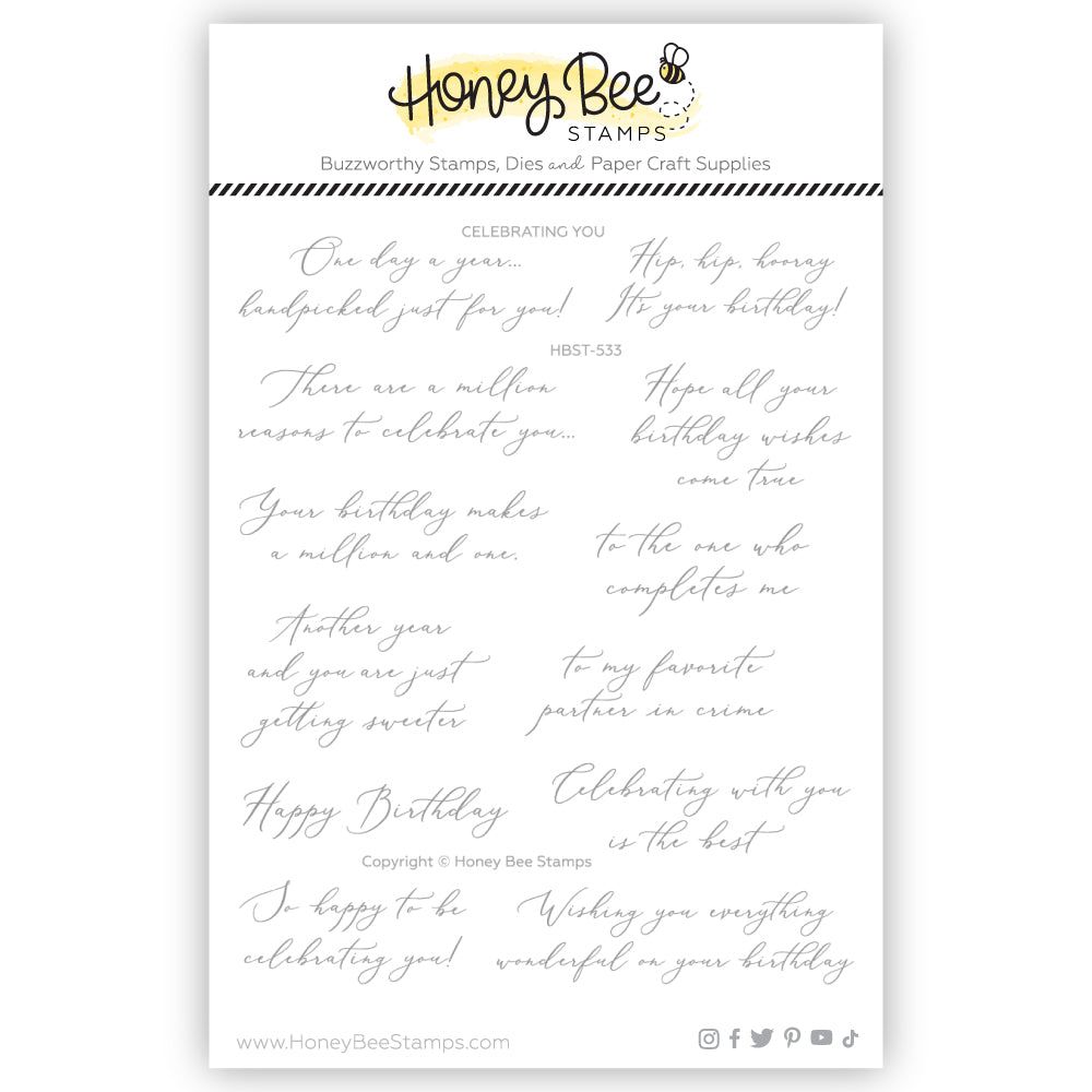 Honey Bee Celebrating You Clear Stamps hbst-533