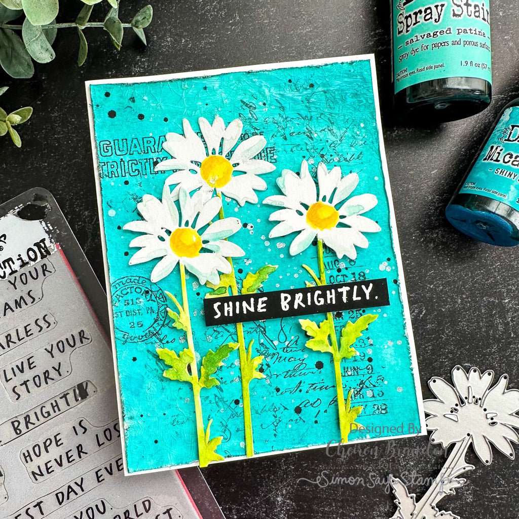 Tim Holtz Distress SHINY BAUBLE Mica Stain Ranger distmicssb Spring Daisies Mixed Media Card | color-code:ALT01