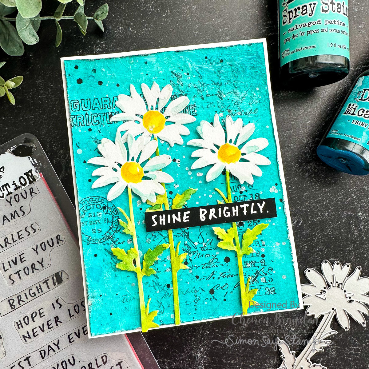 Tim Holtz 8.5 X 11 DISTRESS BLACK HEAVYSTOCK Ranger tda79293 Spring Daisies Mixed Media Card | color-code:ALT02