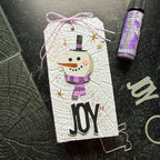 Tim Holtz Sizzix Tree Rings Large A5 Embossing Folder 667258 glitter snowman purple glitter scarf purple string bow joy card cheiron brandon | color-code:ALT01