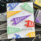 Tim Holtz Distress Oxide Ink Pad Wilted Violet Ranger TDO56355 Happy Birthday Pennant Card | color-code:ALT01