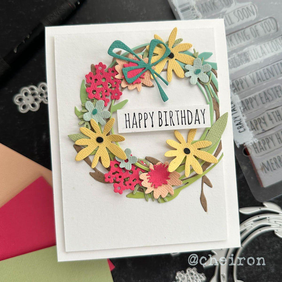 Tim Holtz Sizzix Vault Funky Floral Wreath Thinlits Dies 666563