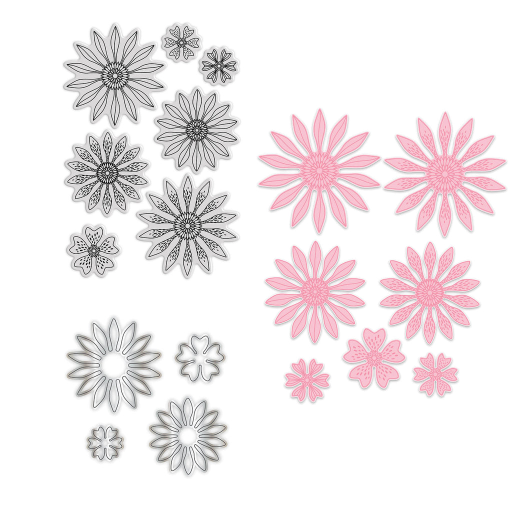 Chloe's Creative Cards Daisy Elements 2 Die and Stamp Set c-diest-daisy2 line art