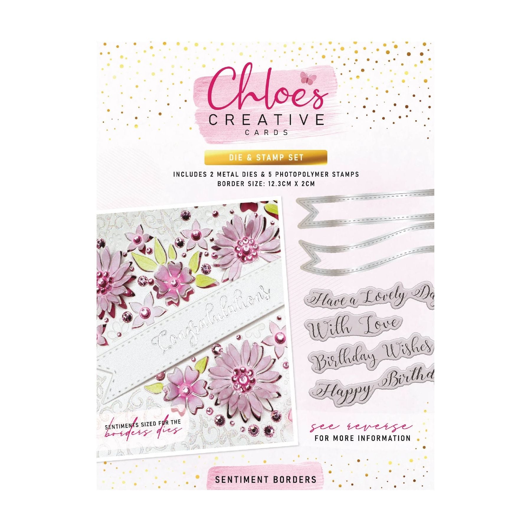 Chloe's Creative Cards Sentiment Borders Die and Stamp Set c-diest-sentbo