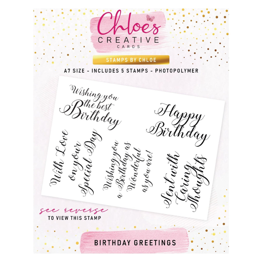 Chloe's Creative Cards Birthday Greetings Clear Stamp Set c-stam-birgr