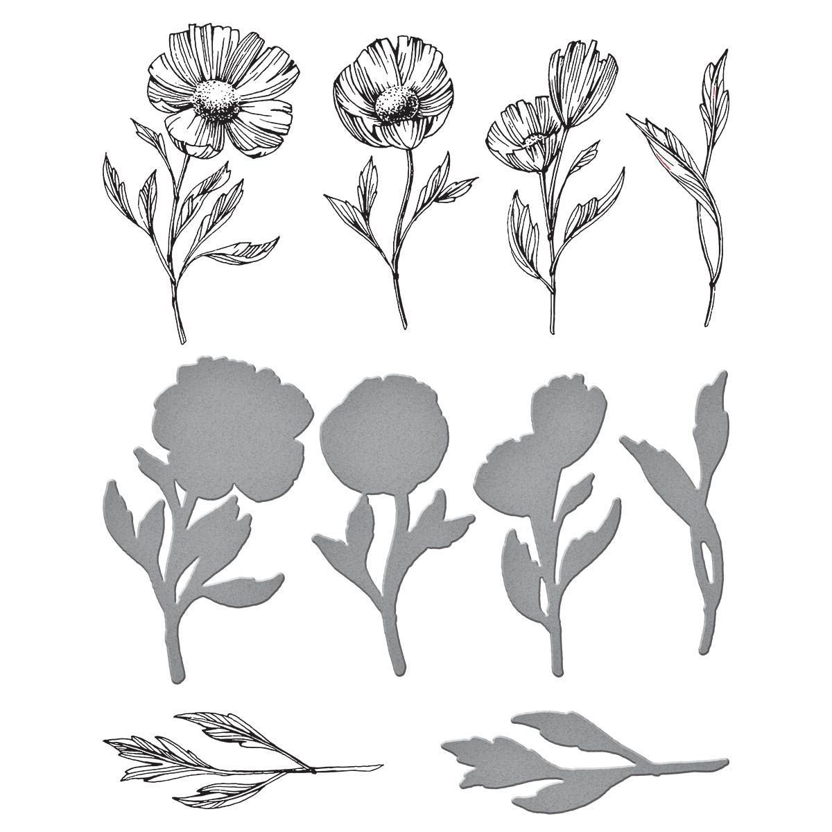 bp-108 Spellbinders Flower Stems Press Plate and Die Set