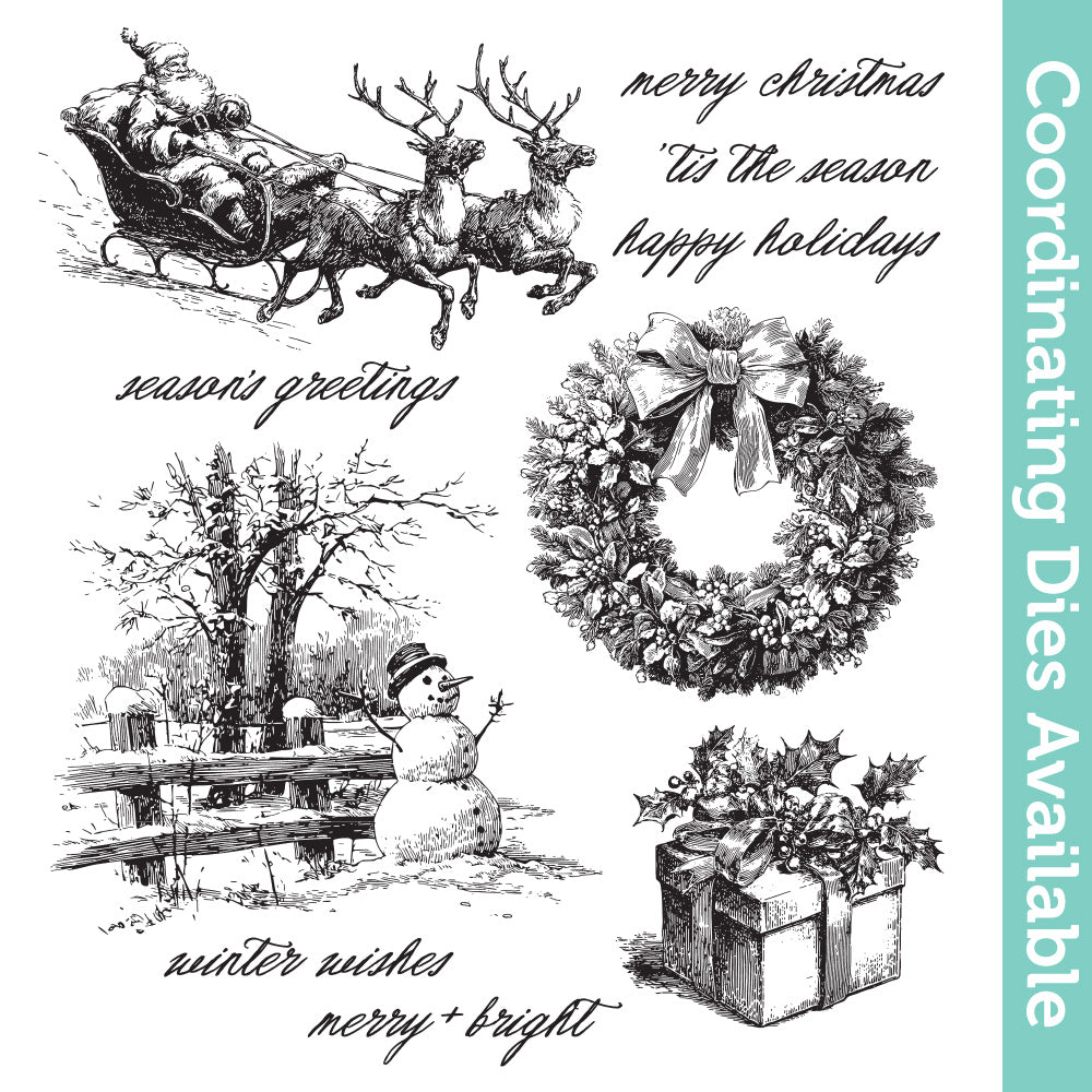 Tim Holtz Cling Rubber Stamps Christmas Spirit cms501