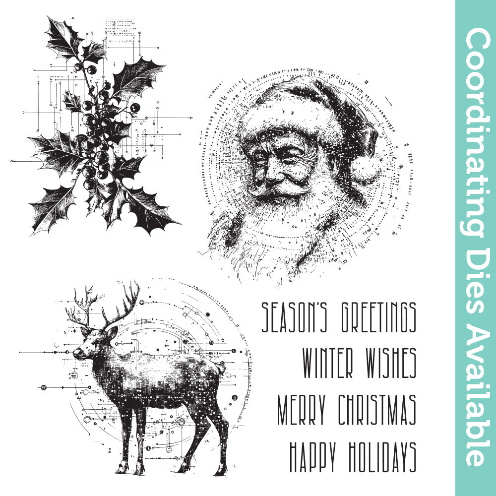 Tim Holtz Cling Rubber Stamps Festive Schematic cms502