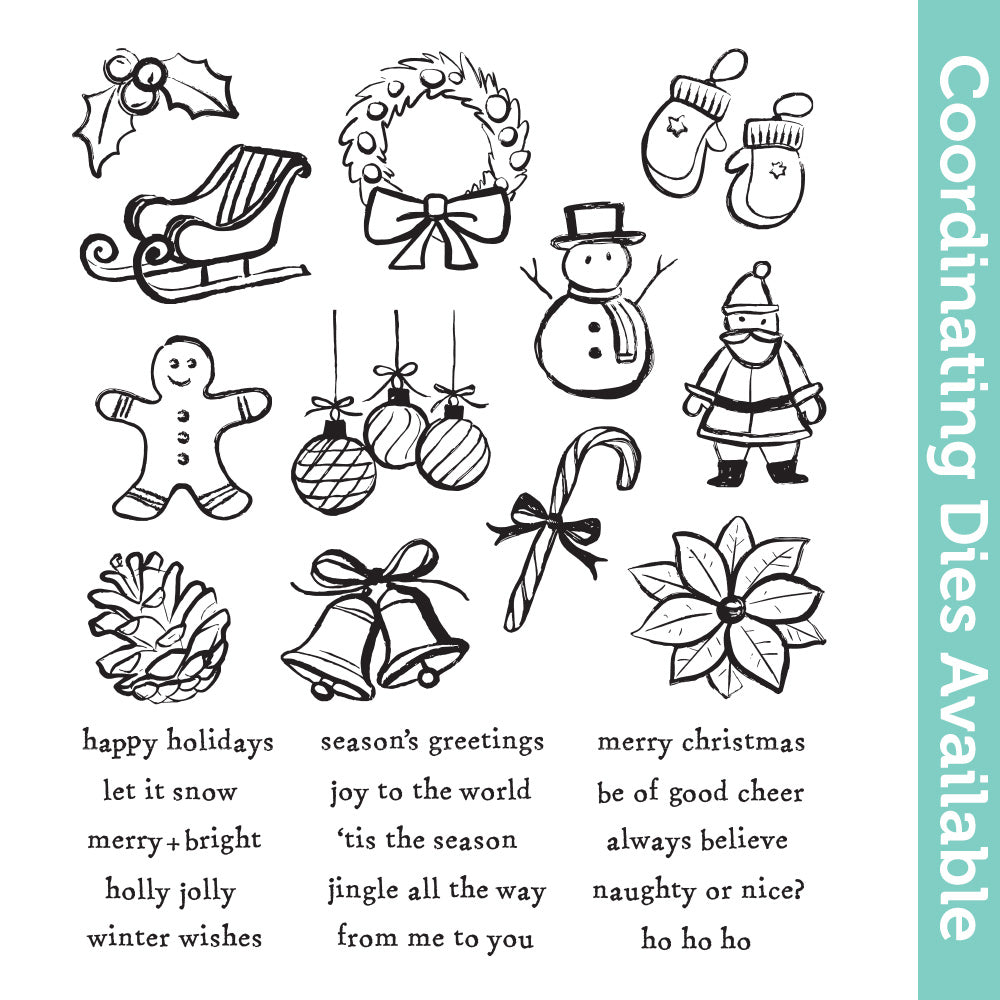 Tim Holtz Cling Rubber Stamps Christmas Doodles cms505