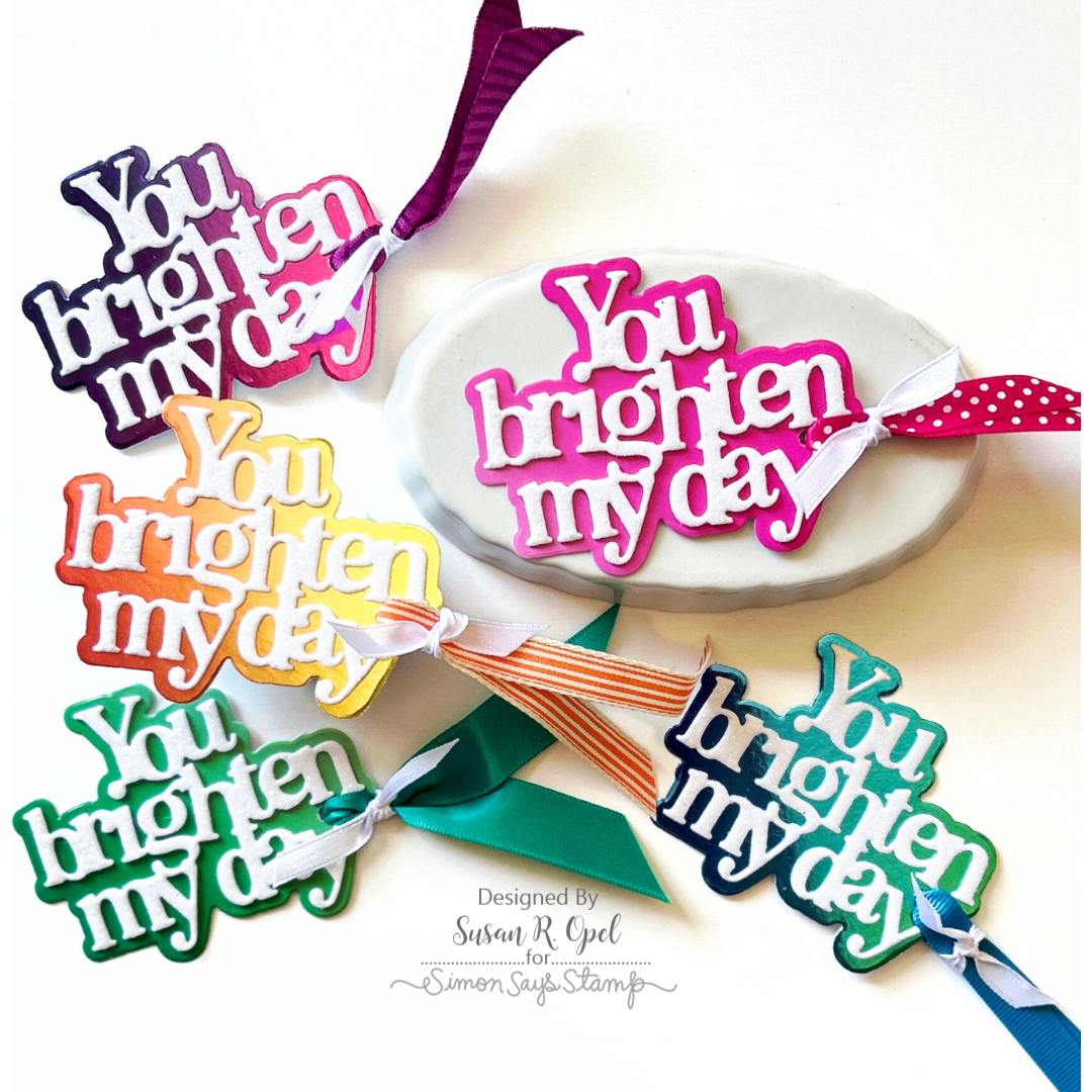 Simon Says Stamp Bold Brights Color Blend Cardstock Assortment ssp1030 Sunny Vibes You Brighten My Day Tags
