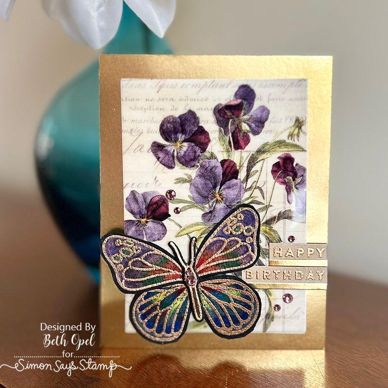 Simon Says Stamp Pawsitively Dazzling Gems Cool Tones se111 Splendor Birthday Card