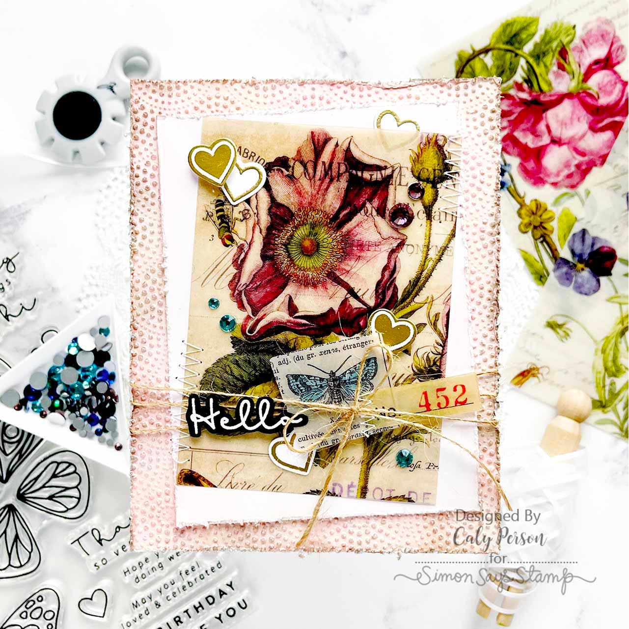 Simon Says Stamp Pawsitively Dazzling Gems Cool Tones se111 Splendor Hello Card | color-code:ALT03