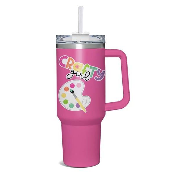 crafty girl and paint palette stickers on water bottle