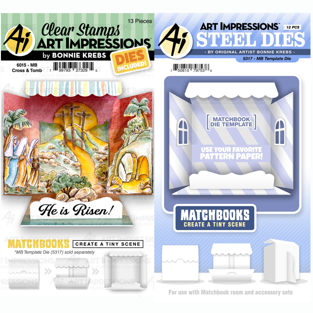 Art Impressions Cross and Tomb and Template Matchbook Stamps and Dies Bundle