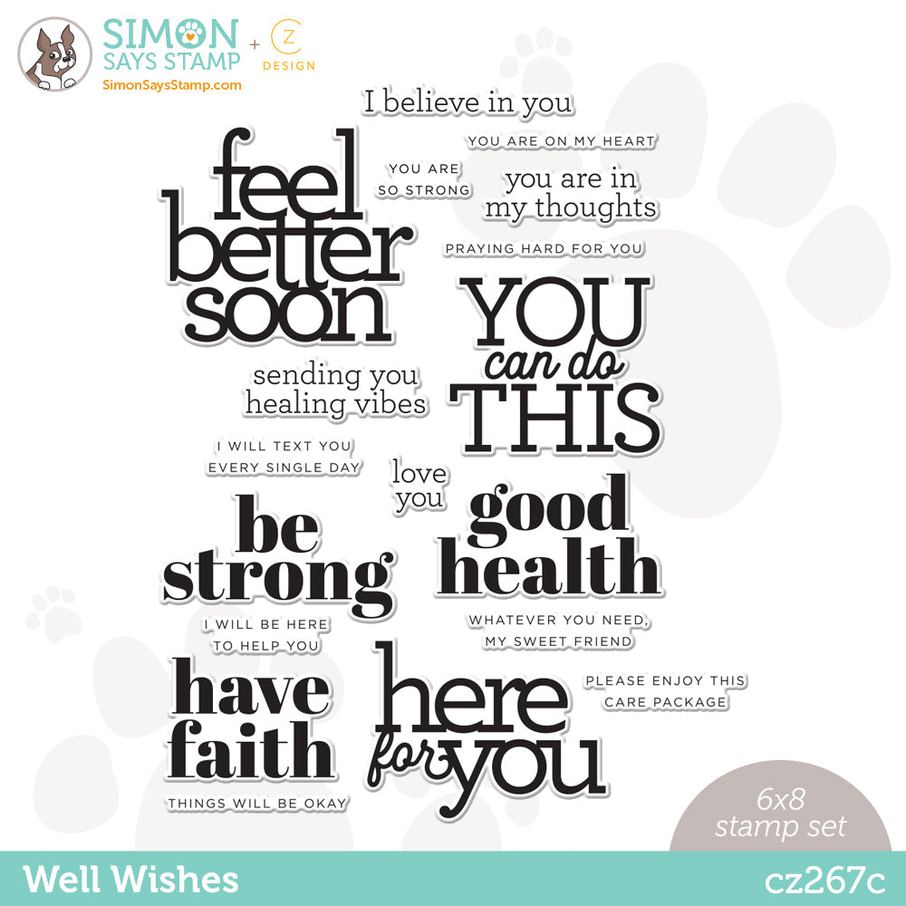 CZ Design Clear Stamps WELL WISHES cz267c