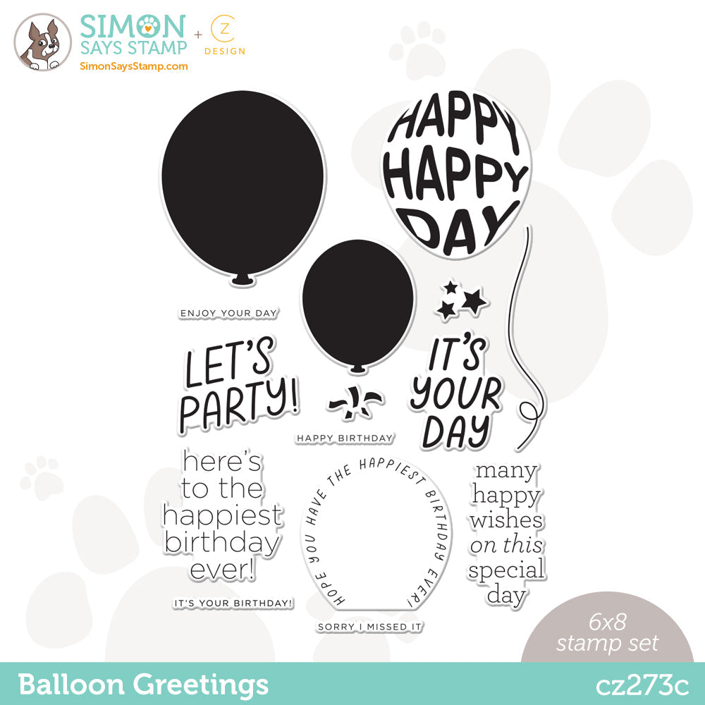 CZ Design Clear Stamps BALLOON GREETINGS cz273c Cozy Hugs