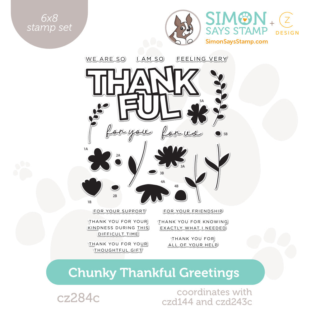 CZ Design Clear Stamps Chunky Thankful Greetings cz284c