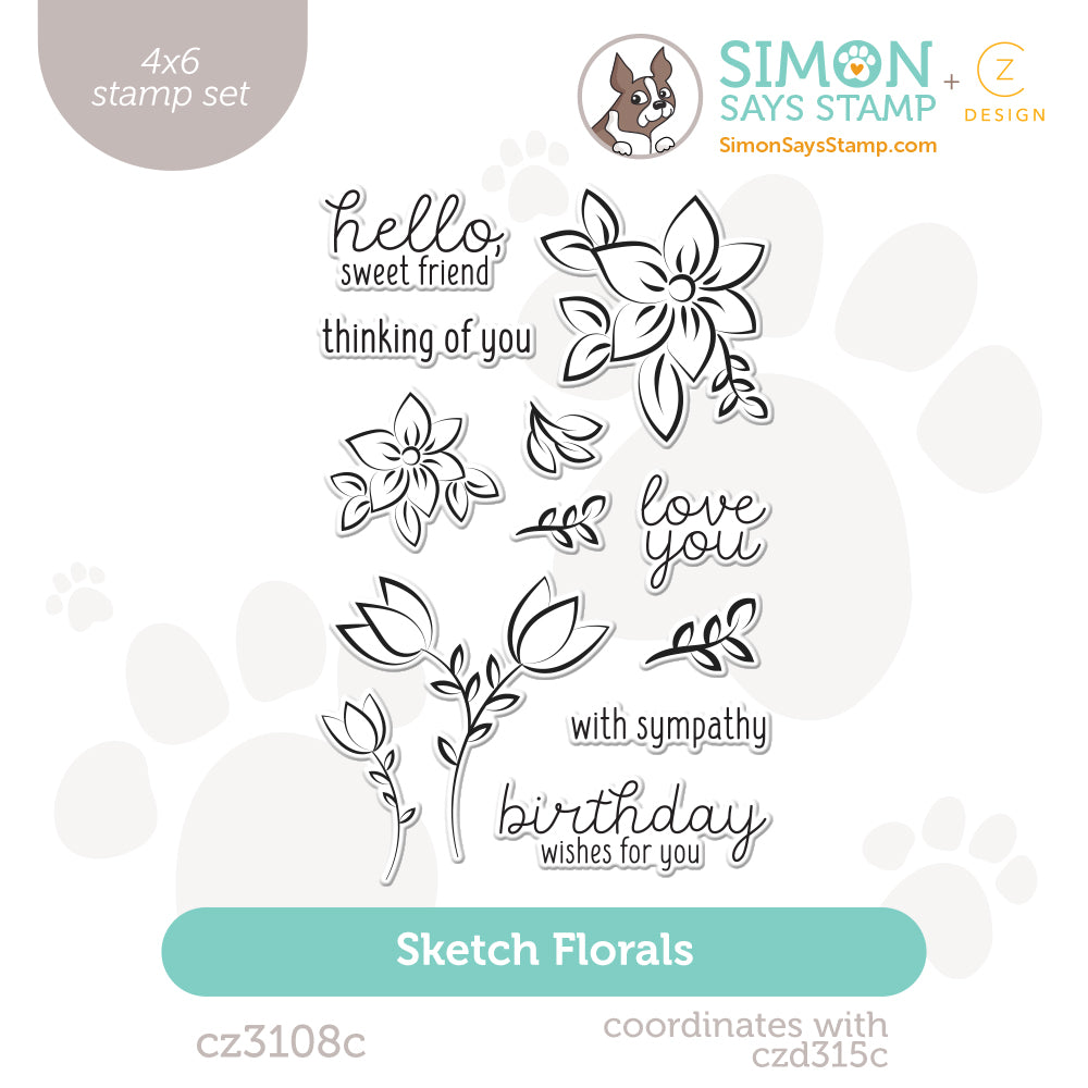CZ Design Clear Stamps Sketch Florals cz3108c