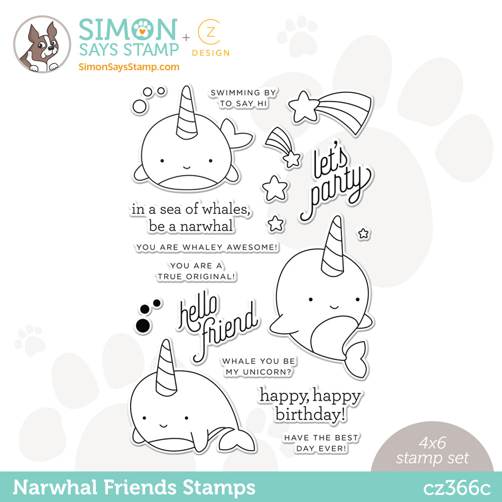 CZ Design Clear Stamps NARWHAL FRIENDS cz366c Hello Beautiful