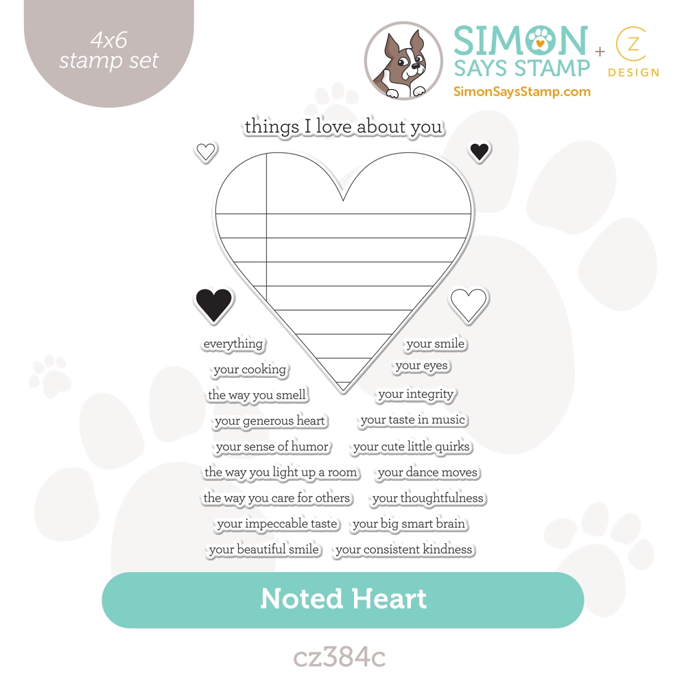 CZ Design Clear Stamps Noted Heart cz384c Smitten